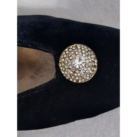 Yves Saint Laurent Black Velvet Jeweled Pointed Toe Heels Size 9.5 Party Vintage - Picture 4 of 16